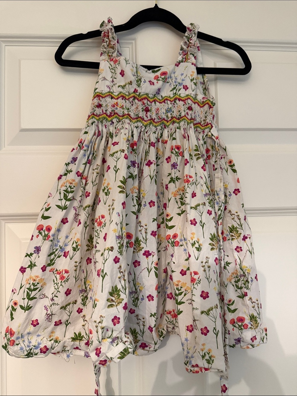Edgehill Collextion Girls' White Floral Smocked Sundress 4T